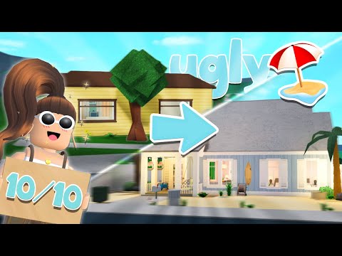 Turning the BLOXBURG STARTER HOUSE into a BEACH HOUSE!!