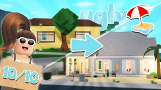 Turning the BLOXBURG STARTER HOUSE into a BEACH HOUSE!!