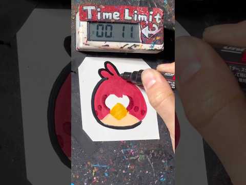 【ASMR】Drawing Red AngryBirds in 40 Sec