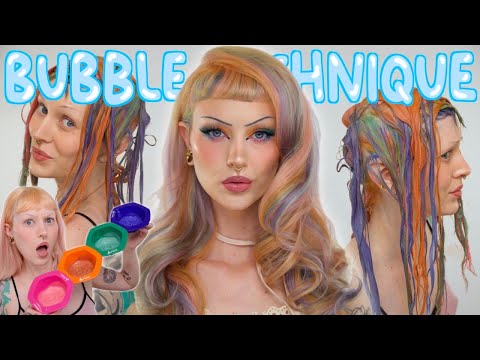 BUBBLE HAIR TECHNIQUE with pastel colors 🌈 IRL my little pony hair 😮‍💨👌🏻