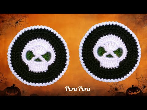 Crochet Skull Coaster I Crochet Halloween Coaster I Crochet Halloween Decorations