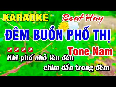 Karaoke Đêm Buồn Phố Thị ( Beat Hay) Tone Nam Nhạc Sống | Hoài Phong Organ