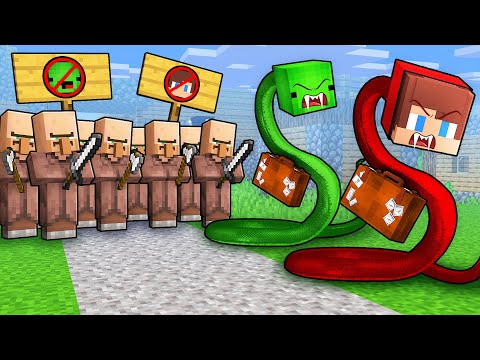 Why Did Villagers Kick SNAKES Mikey and JJ Out Of The Village in Minecraft? (Maizen)
