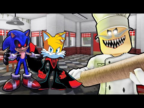 SONIC.EXE AND SPIDERMAN TAILS VS ESCAPE PAPA PIZZAS PIZZERIA IN ROBLOX