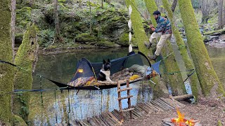 3 DAYS solo survival CAMPING; Catch and Cook, Fishing. Bushcraft Skills. Hammock Shelter