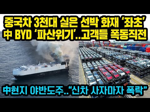 “중국산 차량 3000대, 전기차 800대 실은 선박 좌초” BYD 역대급 파산위기..신차 구매고객들 '난리' 中현지 야반도주..”차 사자마자 차값 대폭락”
