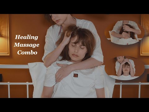 ASMR MASSAGE with scalp scratching, shoulder & neck compressions and back scratches - no talking