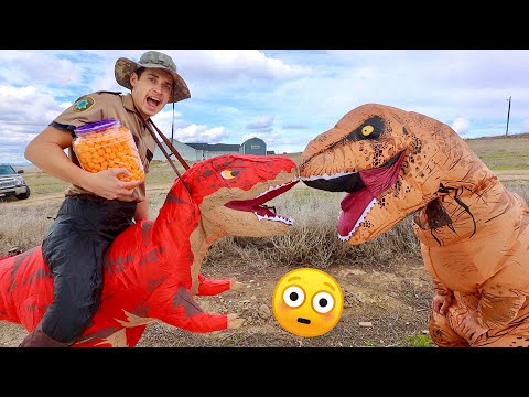 Red T-Rex Steals Puppy From Giant T-Rex!