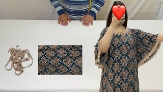 تفصيل وخياطة فستان قندورة Robe بالكم الفراشة موديل جديد لعاشقات الأناقة dress cutting and stitching