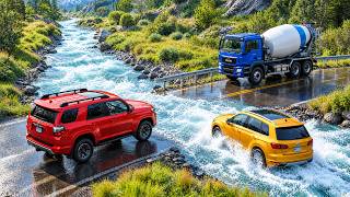Cars vs Fast Flowing River Challenge #11 in BeamNG Drive!