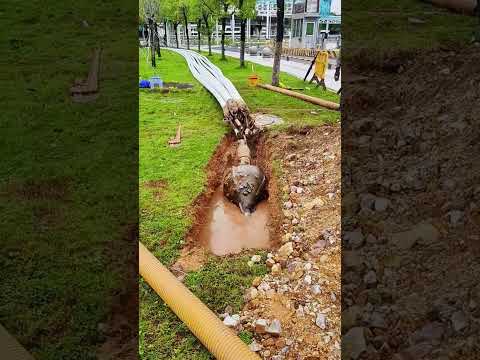 The process of pulling the cable underground- Good tools and machinery make work easy