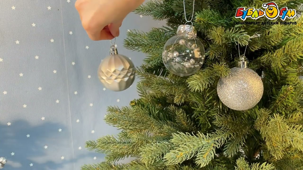 Набор новогодних шаров серебро лофт 20шт 6см - видео