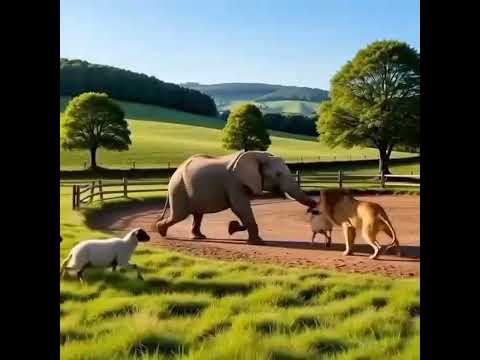 An elephant rescues a sheep caught by a tiger and returns it to its mother😱😱😱