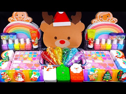 ASMR Merry Christmas Slime mixing Eyeshadow,Glitter &Random things into slime #Satisfying #slimeasmr