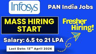 Infosys New Mass Hiring Start - Infosys SP, DSE Hiring For Fresher | Salary 6.5 to 21 LPA