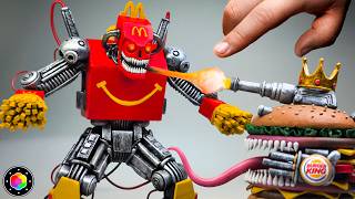Cree LA BATALLA FINAL de ROBOTS MC DONALD'S vs BURGUER KING! 🍔💥 Esculturas plastilina | PlastiVerse