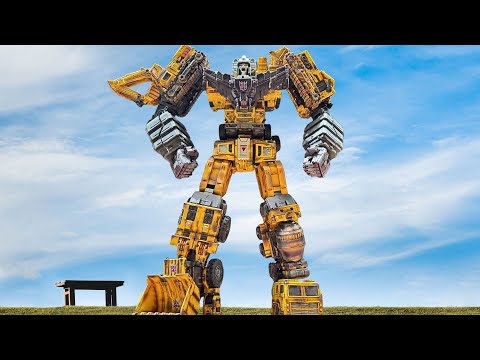 Transformers Custom Repaint  Yellow Devastator  Construction Vehicle Combine Robot Toys