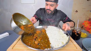 كاري ساغ هندي بالدجاج والسبانخ والكريمة لذيذ Indian Saag Chicken Curry Mukbang