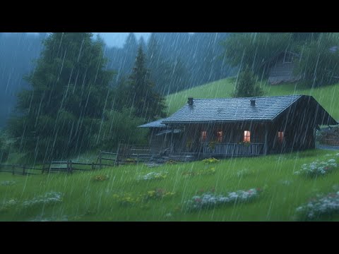 White Noise Heavy Rain & Thunder Sounds on a Tin Roof | Deep Sleep & Stress Relief at Forest Night