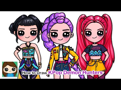 How to Draw Huntrix KPop Demon Hunters Rumi, Zoey & Mira