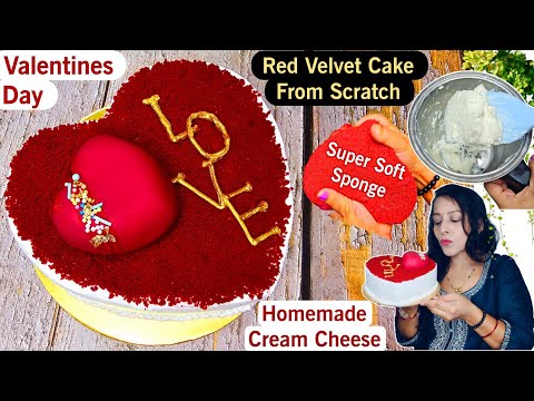 Red Velvet Cake From Scratch | Homemade Cream Cheese Recipe | Valentines Day Red Velvet Cake Recipe