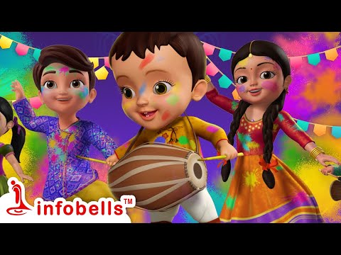 Holi Aayi Re, Holi Aayi Re - 🌈 Holi Ki Masti! | Hindi Rhymes for Children | Infobells #hindirhymes