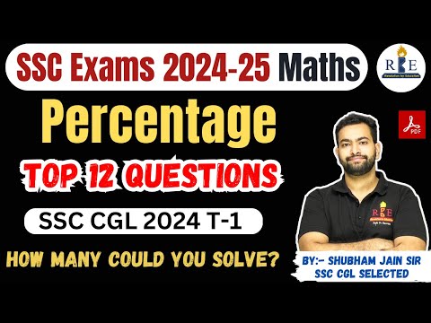 SSC CGL 2024 T-1 Percentage Good questions by Shubham Sir