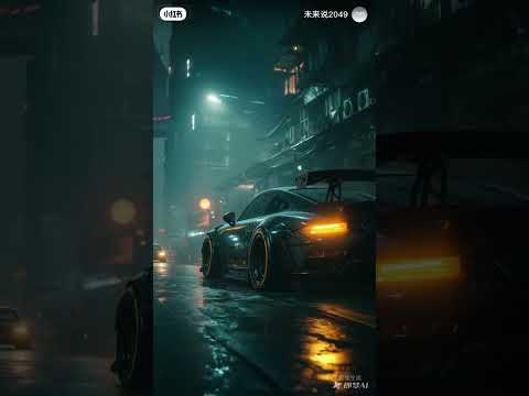 Heavy rain, 2049 neon flashing, smart streamer flashing and thundering