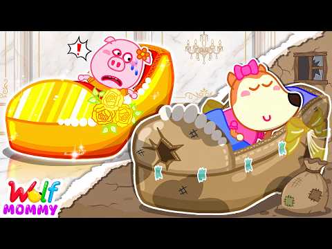Rich vs Broke Giant Shoe Bed! 😱 Kids Learn Not To Cheat | Mommy Wolf Cartoon