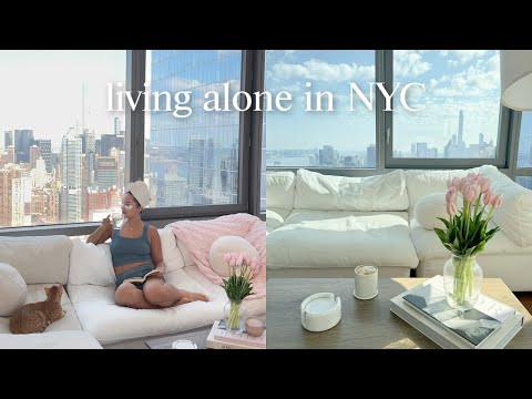 living alone in NYC: my wellness routine, how I feel my best, self care, and workout with me 🌱