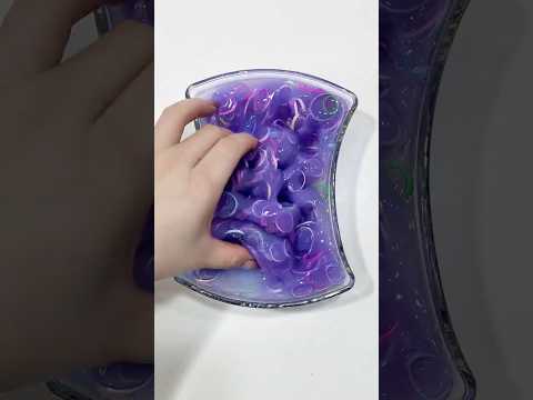 SATISFYING! 💜 Deep Poking Sticky Purple Slime with Rubber Bands ASMR