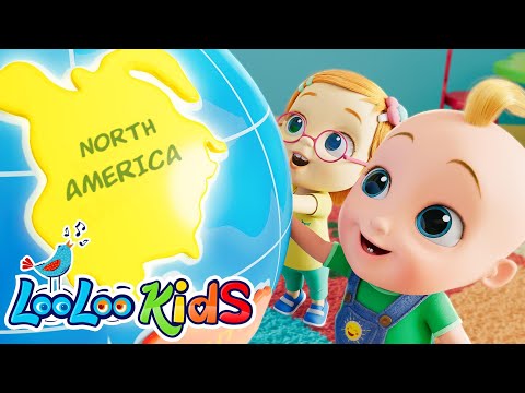 Learn the 7 Continents 🌍 | Fun Educational Song for Kids - LooLoo Kids Nursery Rhymes