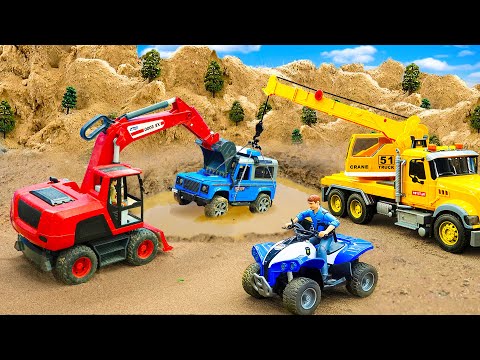 Rescuing cars from water holes with excavators and cranes @HPDIYFarming-pl4yr