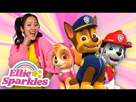 Los cachorros de PAW PATROL Chase, Skye y Rubble con slime de colores | Ellie Sparkles