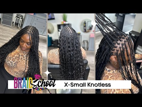 What are SMALL Braids Anyway? A complete tutorial on X-Small Human Boho Knotless | BraidSchool