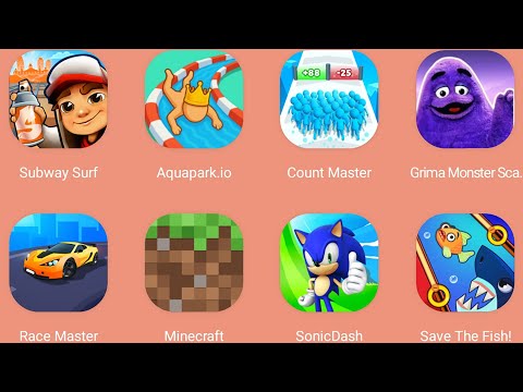 Grimace Monster Scary Survival,Subway Surfers,Count Master,Aquapark.io,Race Master 3D,Save The Fish