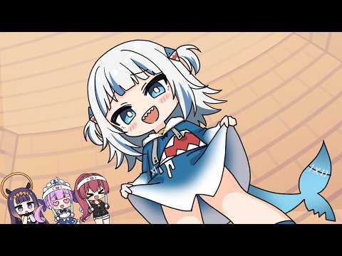 Not waring any panties 【Hololive AnimatedClip/Eng sub】【Gawr Gura/Houshou Marine/Aqua/Ina'nis】