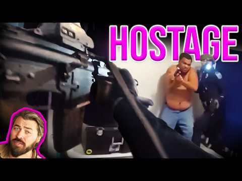 Hostage Tries To STAB Cop During Rescue!