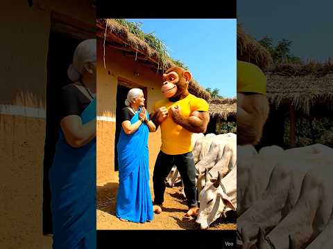 Monkey Gave His Mother A Beautiful Cow Herd #ai #shorts