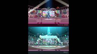 Newly edgy idols/ idol shin’etai virtual live stage effects comparison (normal vs. world link 2)