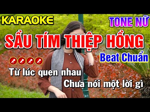 Sầu Tím Thiệp Hồng Karaoke Bolero Nhạc Sống Tone Nữ ( BEAT CHUẨN ) | Nàng Thơ Karaoke