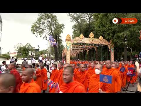 YouTube video thumbnail: Cambodian Buddhist Monks March to Support Peace With Thailand