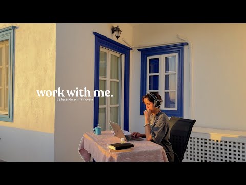 1h study with me ✧˙⋆⁺  escribiendo mi novela en grecia // sunset + sonidos mar + temporizador