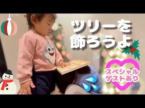 【ゲスト登場】みんなでツリーを飾ったけどひーちゃんプチ暴走🤣🤣🤣