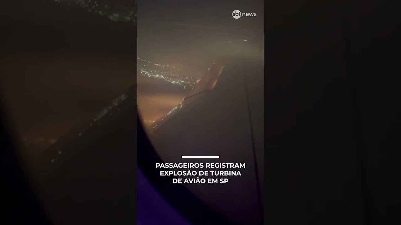 Passageiros registram explosão de turbina de avião em SP TV Online Passageiros registram explosão de turbina de avião em SP