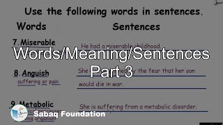 Words/Meaning/Sentences Part 3
