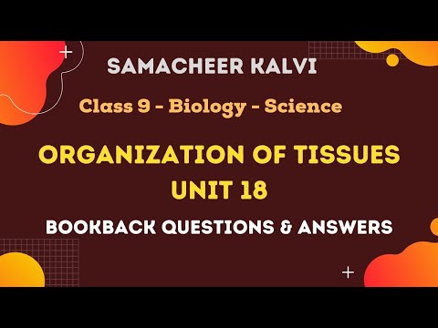 Organization of Tissues Questions, Answers | Unit 18  | Class 9 | Biology  | Science | Samacheer