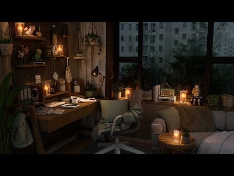 Cozy Study Room Ambience 📚☕ Rainy Evening Cozy Study Session With Sounds for Focus and Concentration