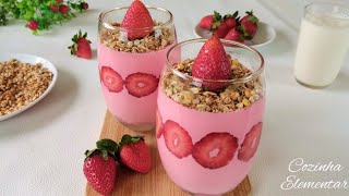 SEM GELATINA! Sobremesa de Morango com 4 Ingredientes | Rápida e Irresistível