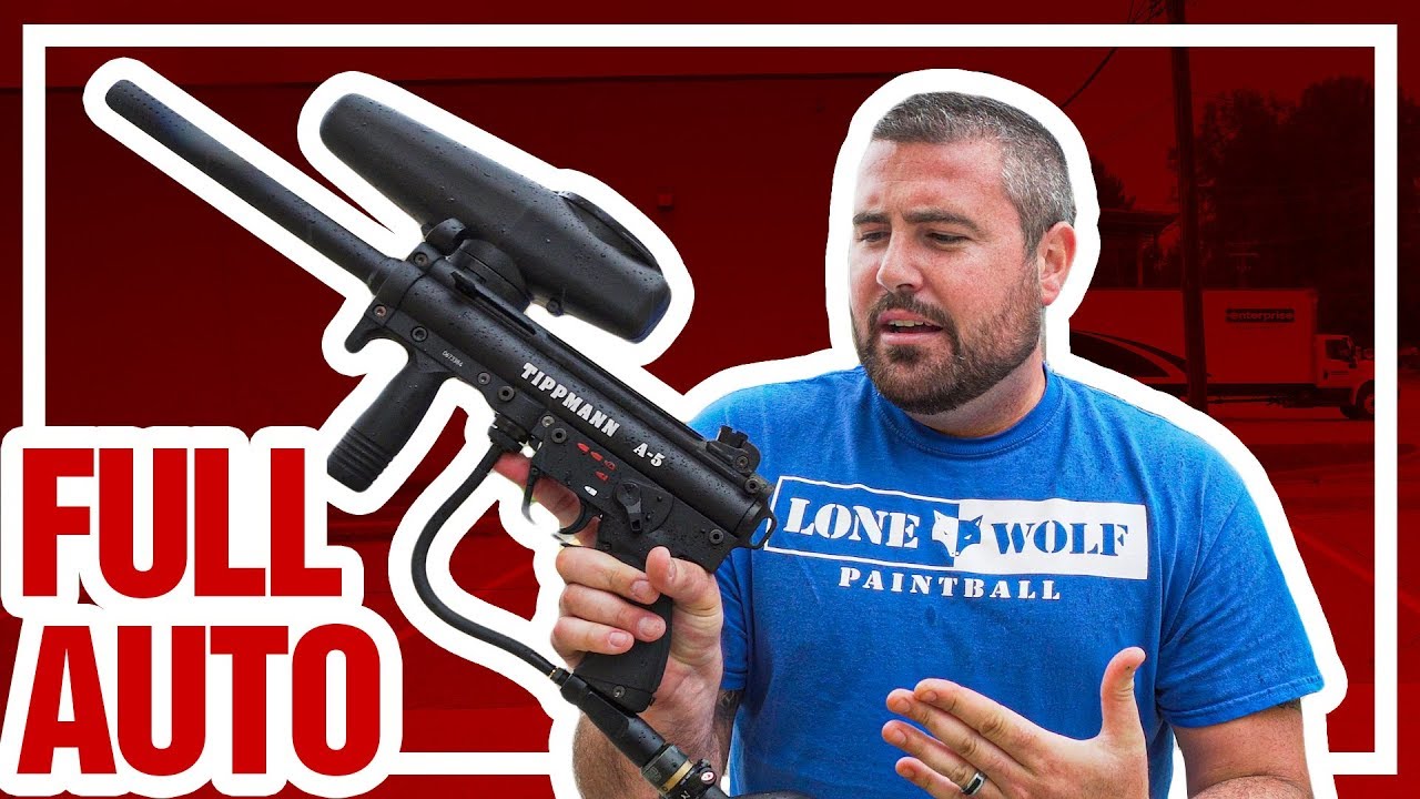 Shooting Tippmann A-5 with E-Grip Paintball Marker in FULL AUTO | Lone Wolf Paintball Michigan